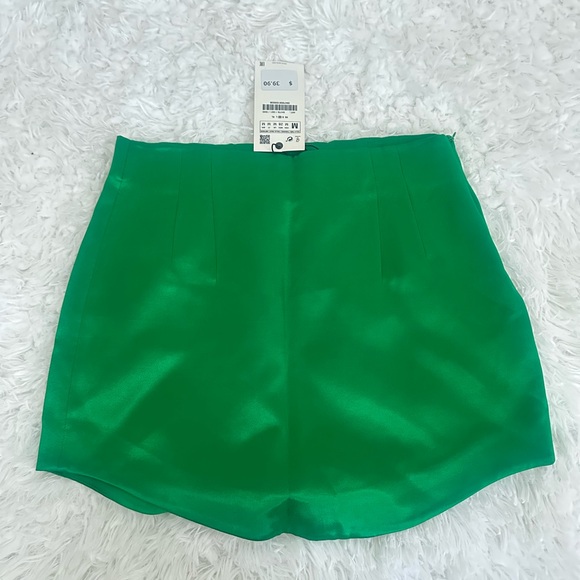 Zara green silk mini skirt size M NWT - Picture 6 of 7